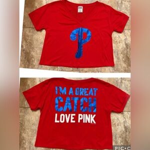 Victoria’s Secret PINK Philadelphia Phillies “I’m A Great Catch” Crop Tee Size M